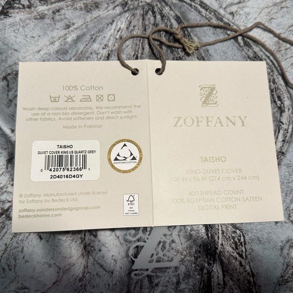 Zoffany Taisho Duvet Collection KING NEW Quartz Gray 1 piece- Duvet only - Picture 10 of 12